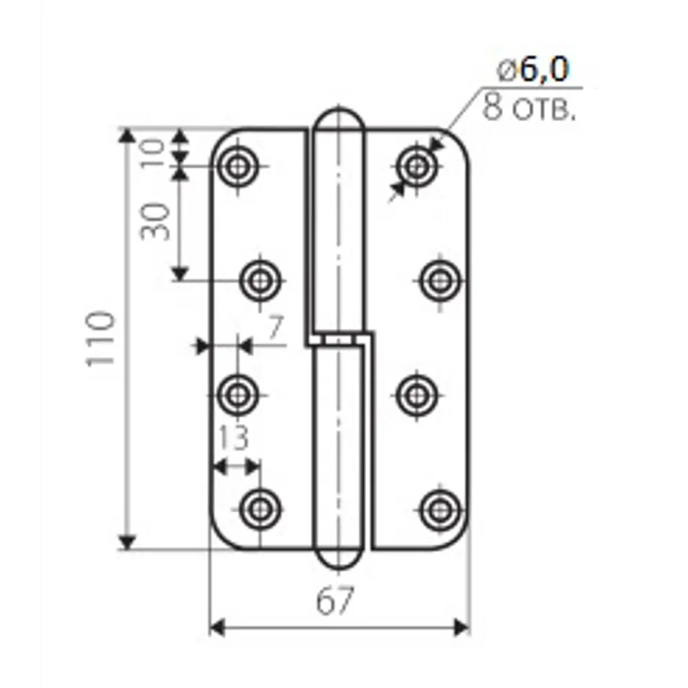 82105927 Петля съёмная правая ПН-110, 110x65 мм, сталь, цвет белый цинк STLM-0019043 Santreyd  - Вид №3