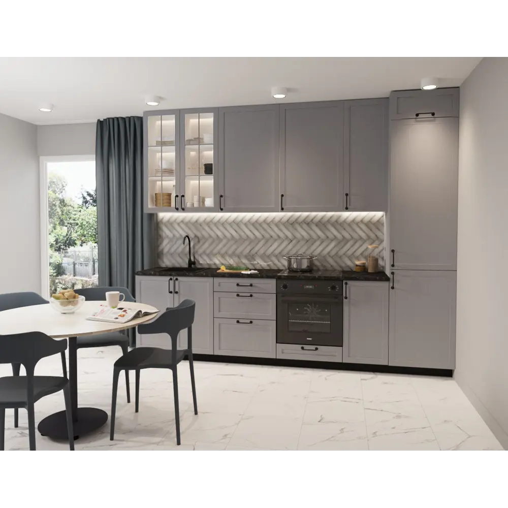 Фасад кухонный Ньюпорт 59.7x16.7 см серый матовый МДФ 89340620 DELINIA ID STLM-1583800 - Вид №1