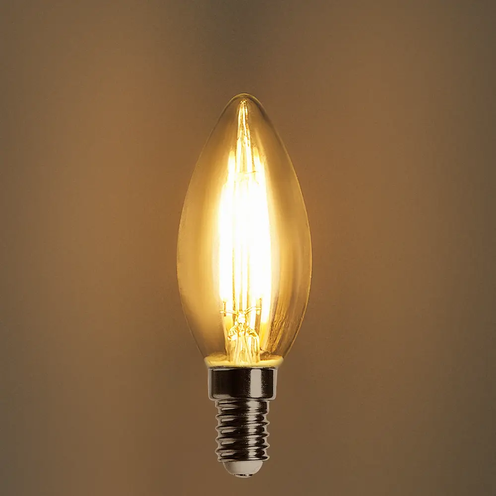 Лампа светодиодная филаментная Osram E14 220 В 5 Вт свеча прозрачная 520 лм тёплый белый свет, для диммера 82455738 STLM-2046185  - Вид №2