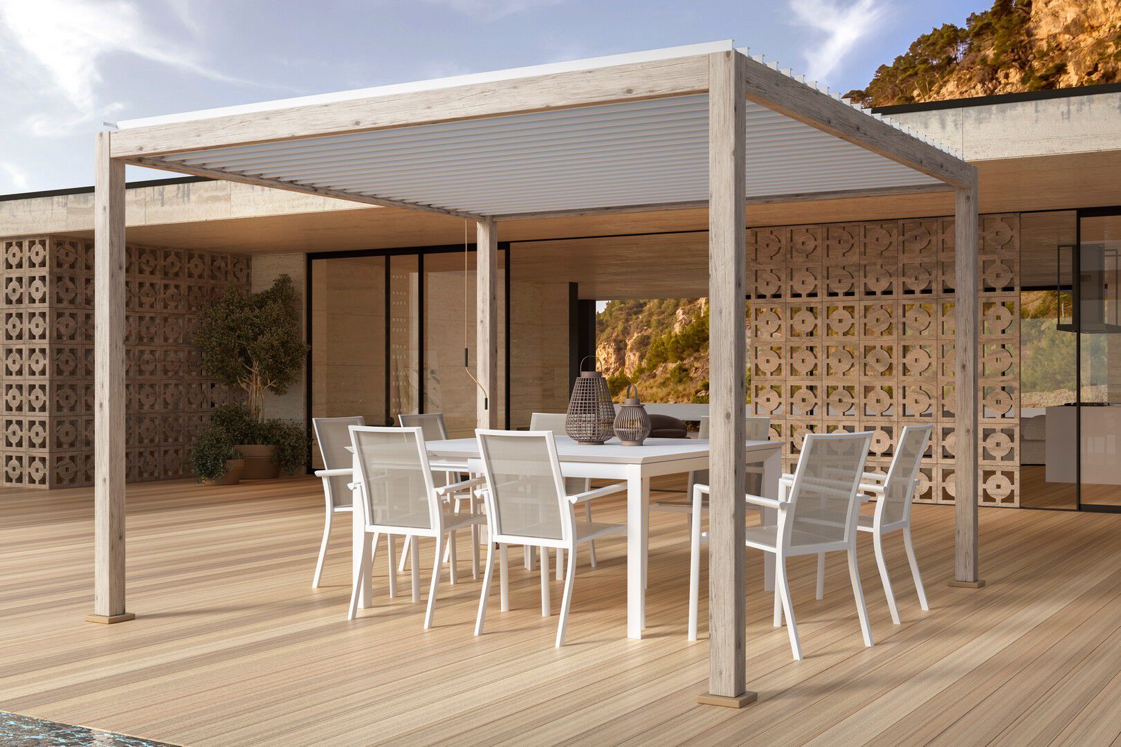 Самонесущая пергола из алюминия с поворотными пластинами BIZZOTTO OCEAN ARCH-00042235 - Вид №52