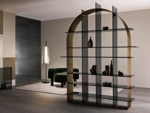 Двухсторонняя самонесущая Книжная полка из листового металла и стекла