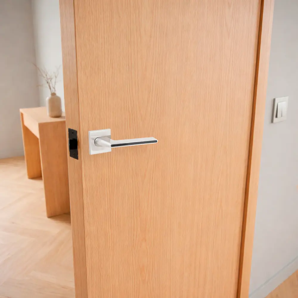 Дверная ручка на розетке Armex H-30118-A без запирания цвет никель/черный STLM-2203613 - Вид №5