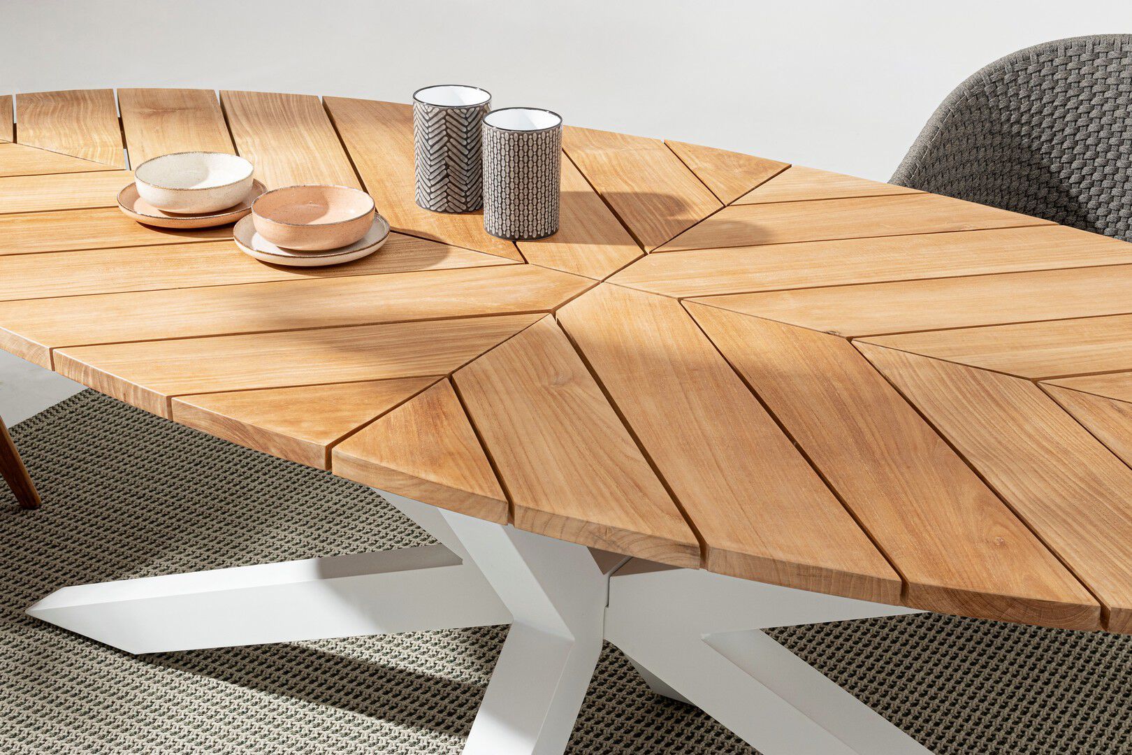 Овальный стол для сада из алюминия и тика BIZZOTTO PALMDALE ARCH-00071500 - Вид №6