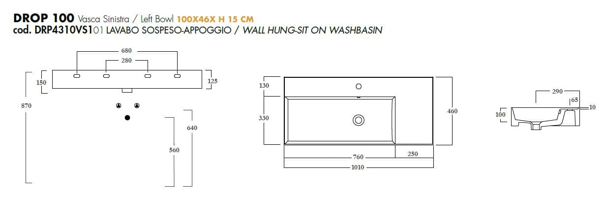 Керамическая одиночная прямоугольная раковина Olympia Ceramica DROP ARCH-00136620 - Вид №13
