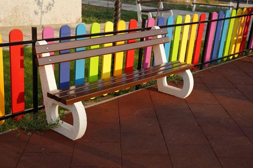 ENCHO ENCHEV - ETE Скамейка из бетона и дерева со спинкой  142  - Вид №2