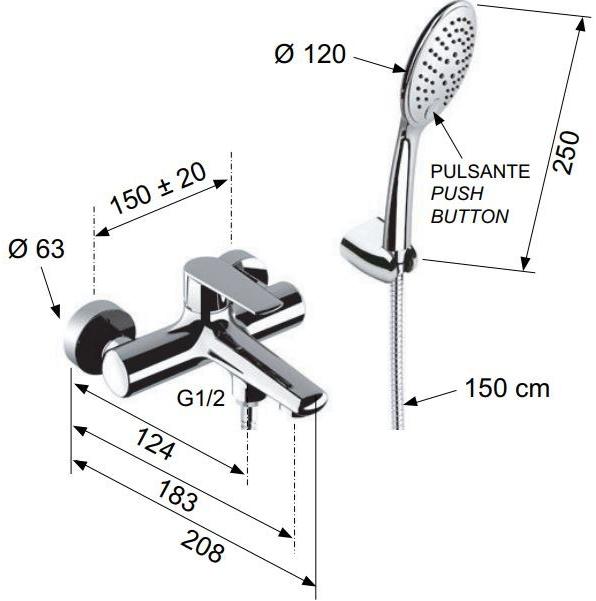 Remer Rubinetterie Внешний однорычажный смеситель для ванны Vanity V 02 - Вид №2