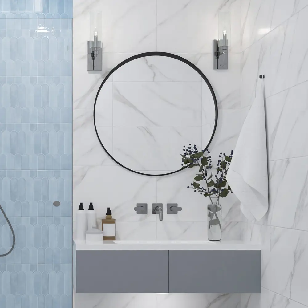 Настенная плитка Azori Mozart Calacatta 31.5x63 см 1.79 м² глянцевая цвет белый STLM-2182048