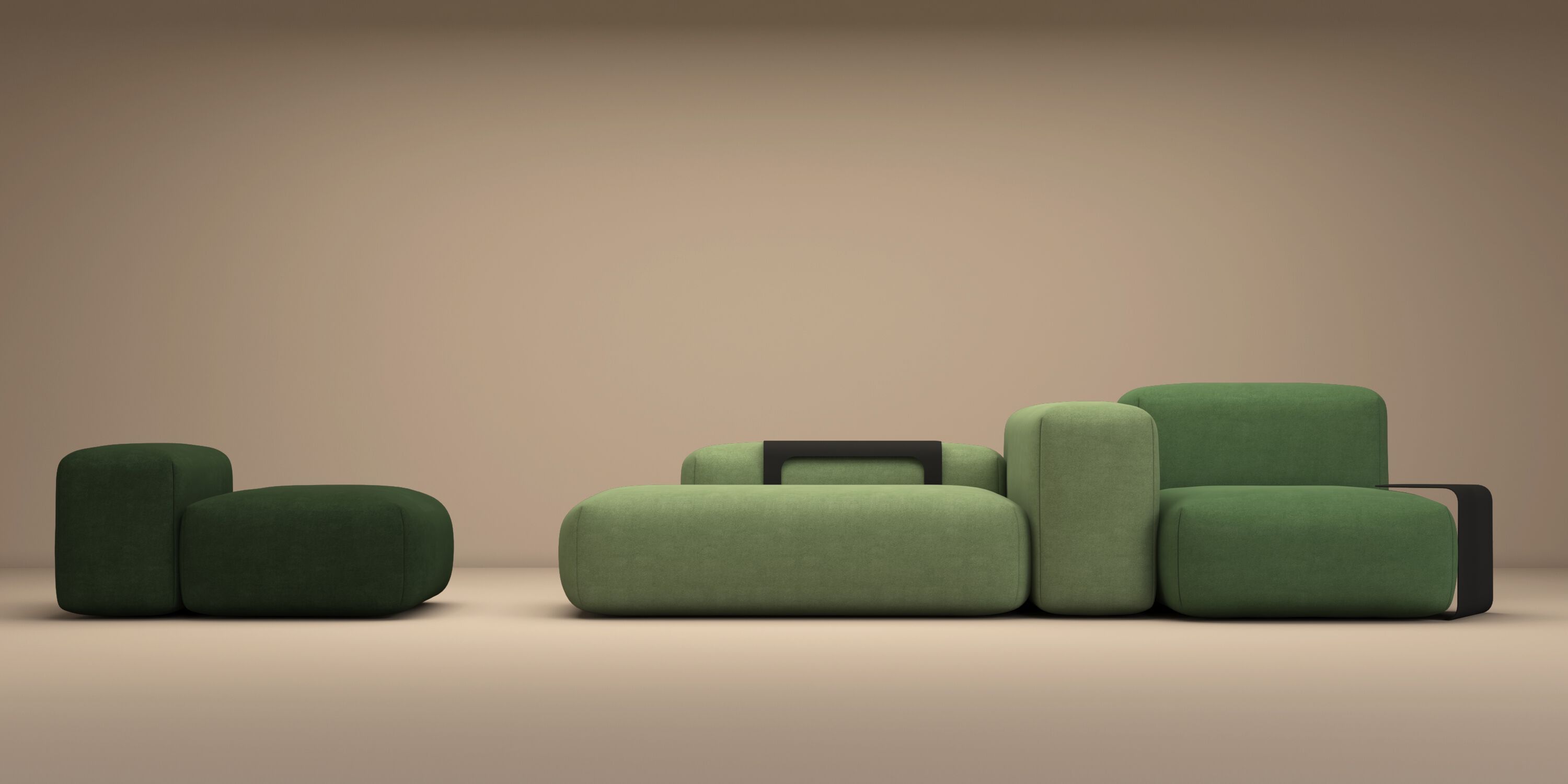 Тканевый диван с полуостровом HANNABI MODEL NO.17 GREEN ARCH-00097013 - Вид №1