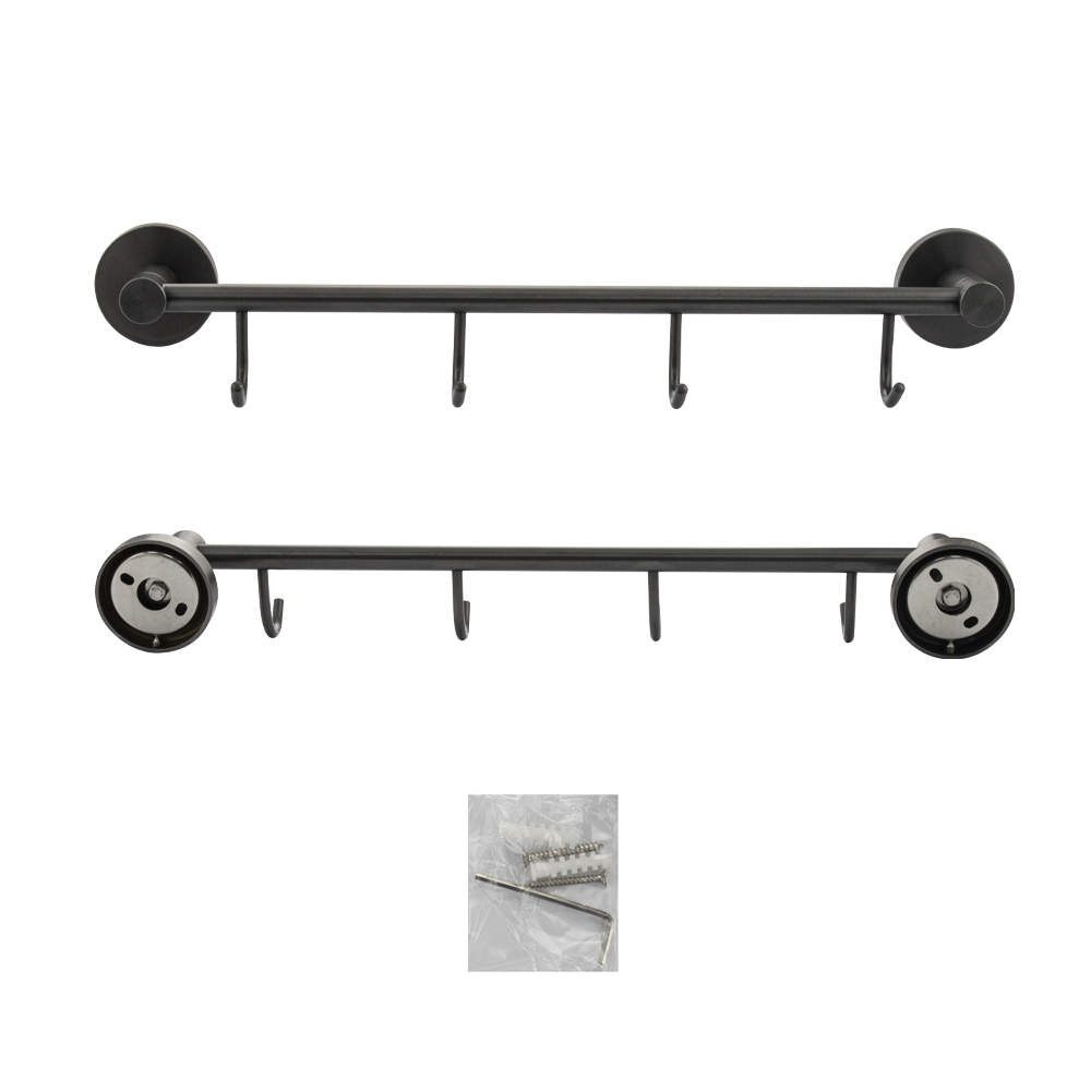 GFmark - Вешалка с четырьмя крючками, прямая, ГРАФИТ, код: 78205  - Вид №3