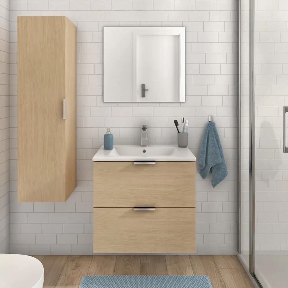 Тумба под раковину подвесная Sensea Essential 60 см цвет дуб STLM-2133366 - Вид №1