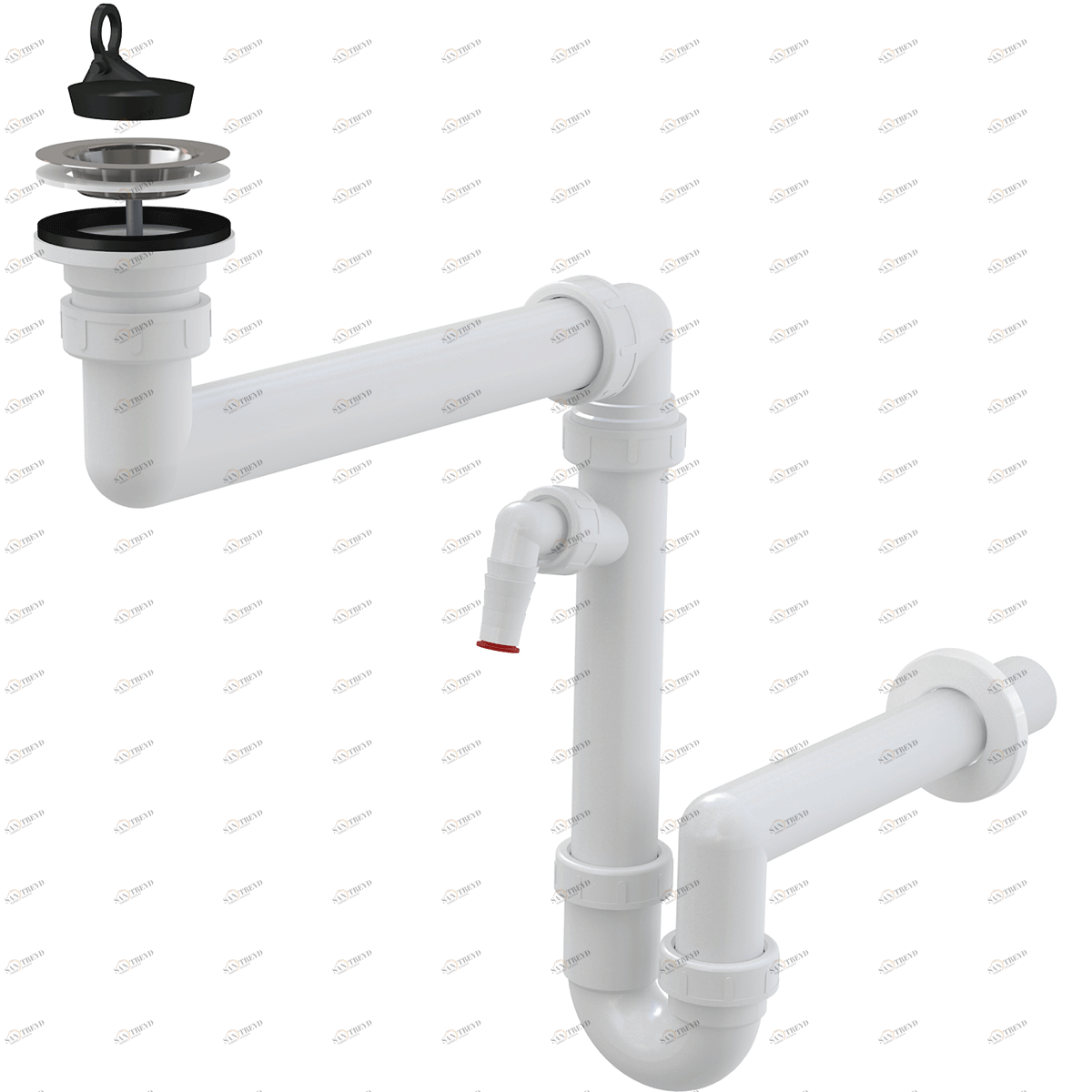 Сифон для мойки экономящий пространство DN40 со штуцером ALCAPLAST A870PDN40