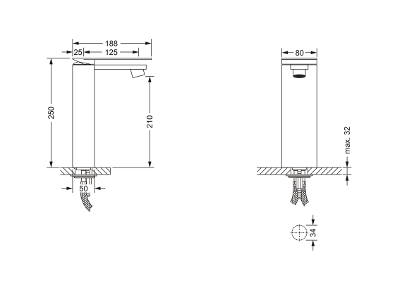 Смеситель для раковины, однорычажный, с высоким корпусом JOERGER Plateau 630.10.332.000 - Вид №1