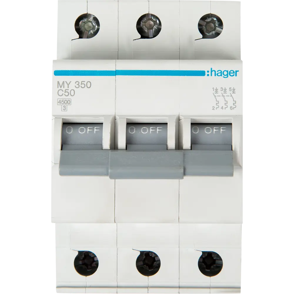 Автоматический выключатель Hager MY350 3P C50 А 4.5 кА STLM-2115175 - Вид №1