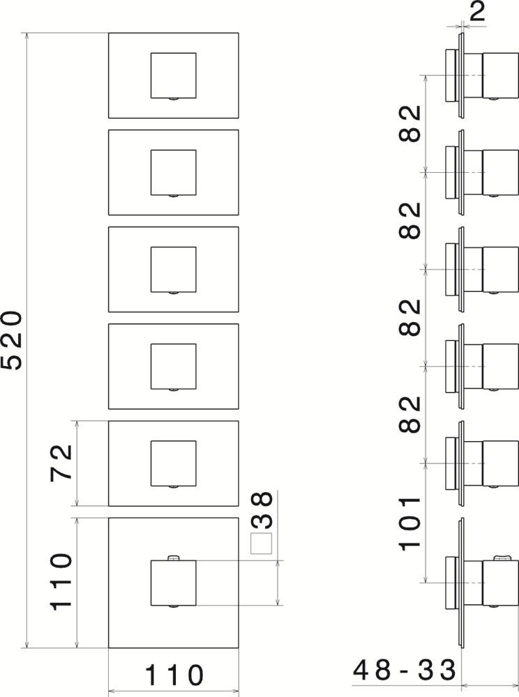 newform Термостатический смеситель для душа Termostatici multiutenza 5 uscite 67642e - Вид №1