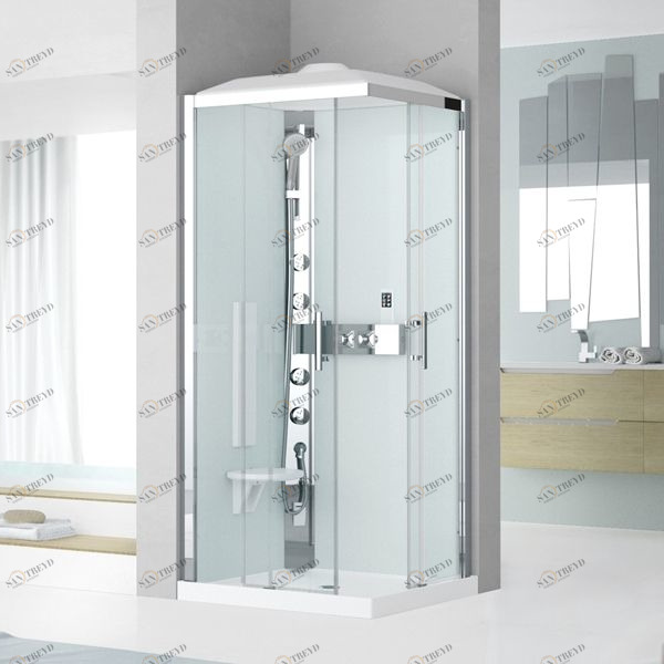 Душевая кабина термостатическая 80x80 GLAX 3 A80 HYDROMASSAGE Novellini GLAX 3 с низким душевым поддоном, серебристым профилем и крышей с парогенератором GL3A80T1N1B