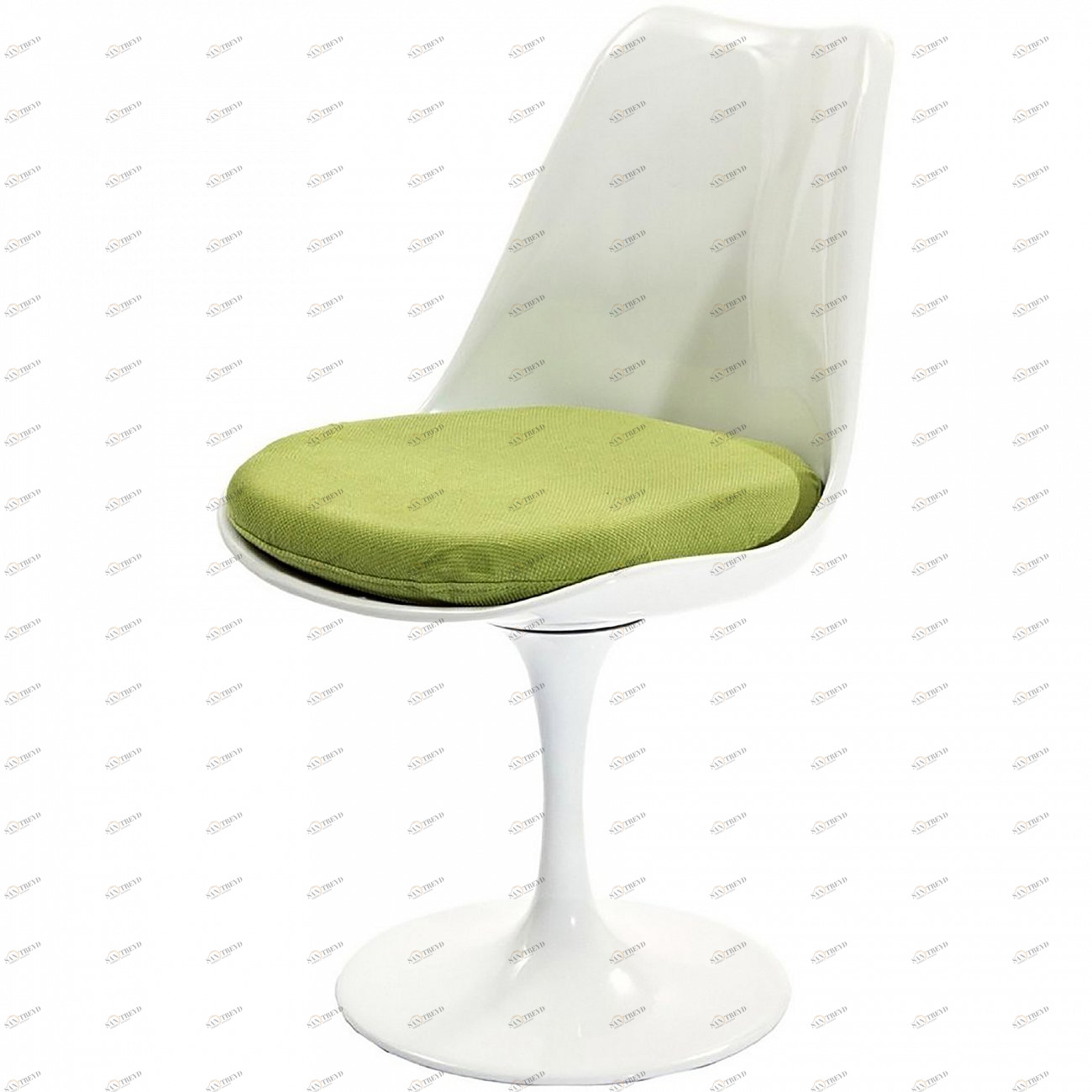 Стул пластиковый белый с зеленой подушкой Eero Saarinen Style Tulip Chair SOHO DESIGN ДИЗАЙНЕРСКИЕ, TULIP 131550 Белый;зеленый 