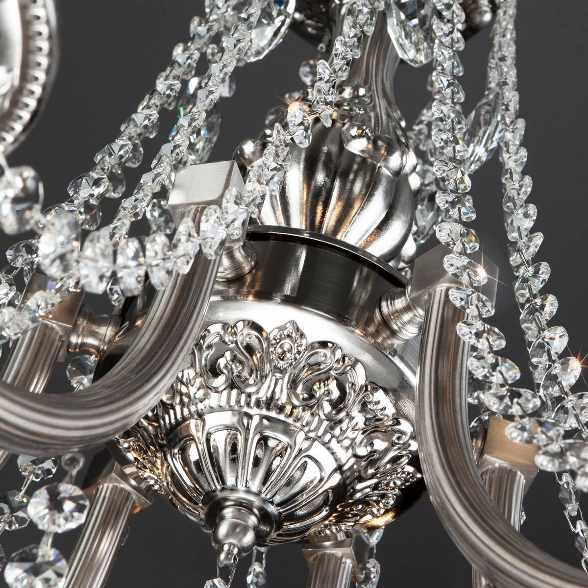 Люстра подвесная серебристая Bogates Liguria 314/6 Strotskis BOGATES ДИЗАЙНЕРСКИЕ, СВЕЧИ 00-3888437 Серебро  - Вид №3