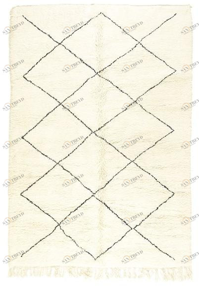 AFOLKI Прямоугольный шерстяной коврик с длинным ворсом и геометрическими мотивами Beni ourain Taa1212be