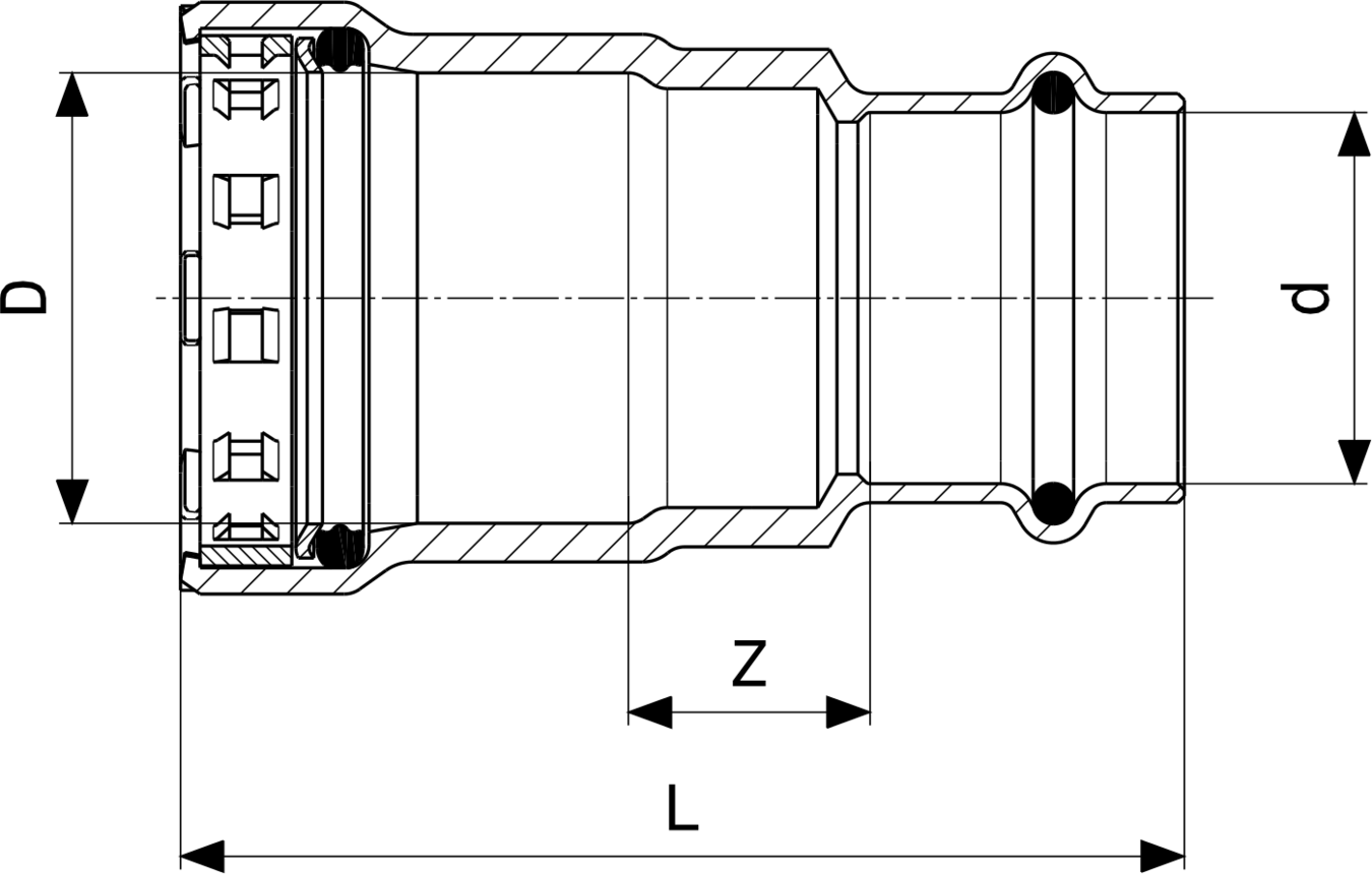 718 831 Модель 4213 Трубопроводные системы  Prestabo  Переходники/​переходные угольники Santreyd  - Вид №3