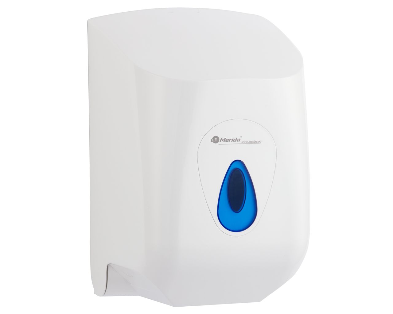 CTN101 Контейнер для бумажных полотенец в рулонах TOP MAXI, АБС-пластик, белый, синее окошко Merida 