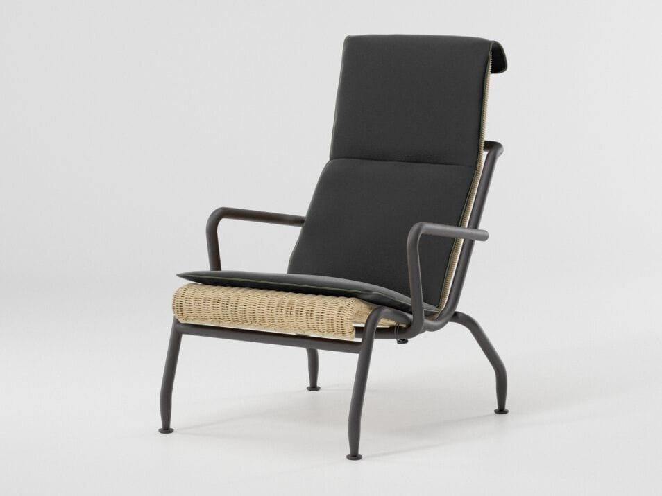 Кресло для сада из алюминия и ротанга с подлокотниками Kettal Eolias ARCH-00013391