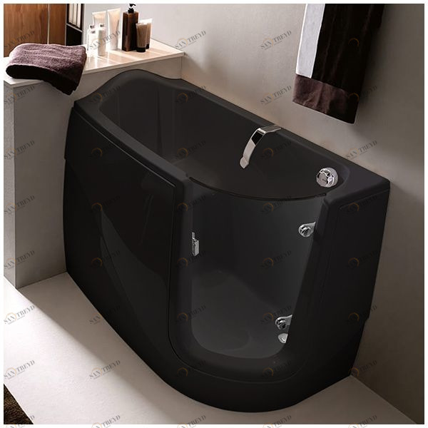 Ванна GRUPPO TREESSE GEN-X V3311-SX-C угловая сидячая с дверью левосторонняя черная VTLV3311SXC