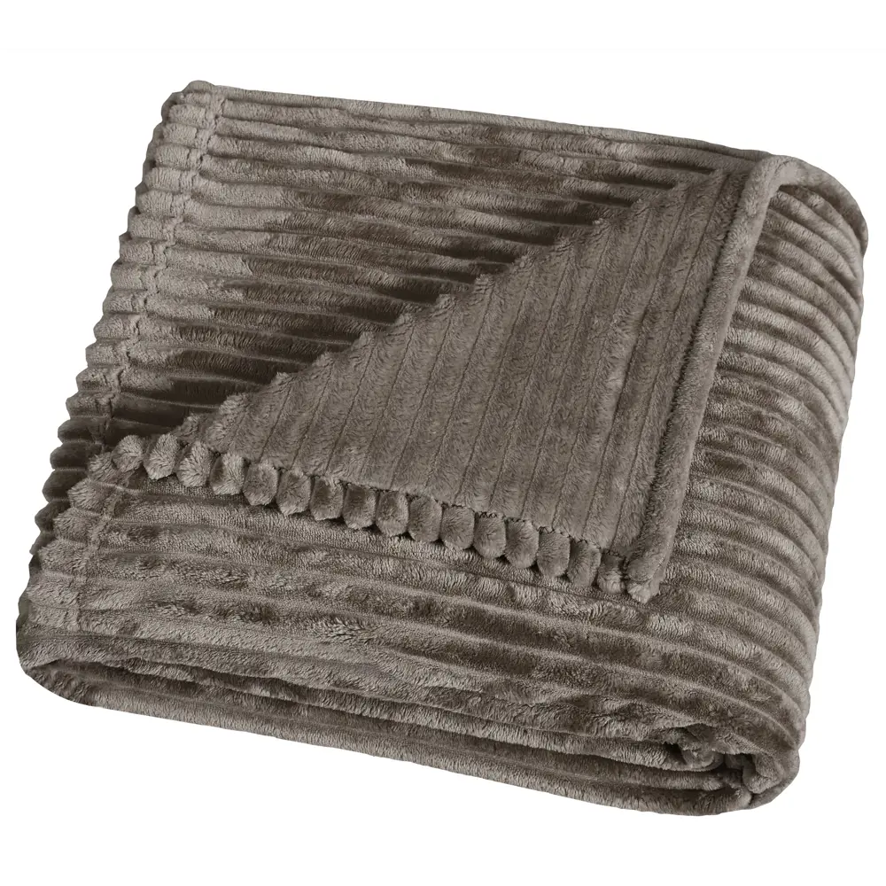 СТОЛИЦА ТЕКСТИЛЯ Плед Strips из велсофта — уют в серо-коричневых тонах 89312867 STLM-1059815