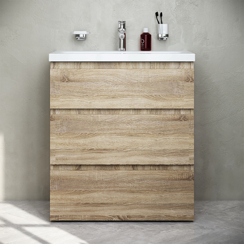 M91FSX0752OF База под раковину напольная 75 см 3 ящика светлый дуб AM.PM Gem S 