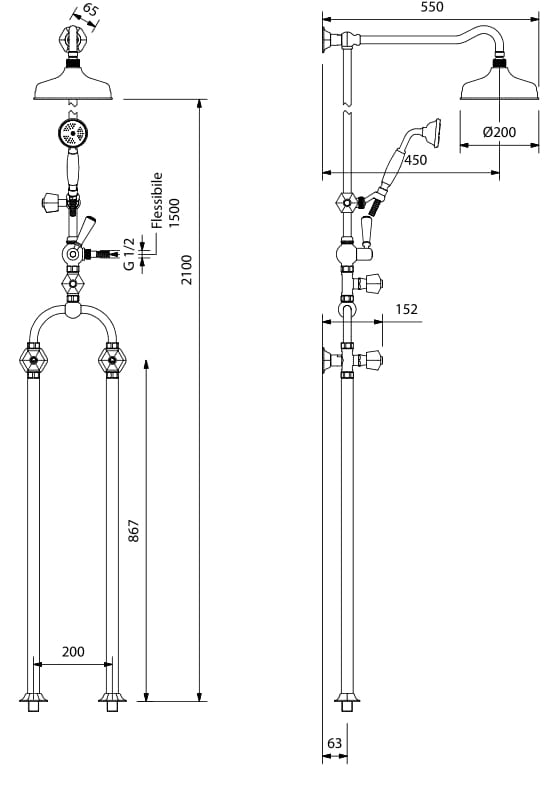 Напольная душевая колонна с переключателем с душем Park Avenue Белый ARCH-00120862 - Вид №2