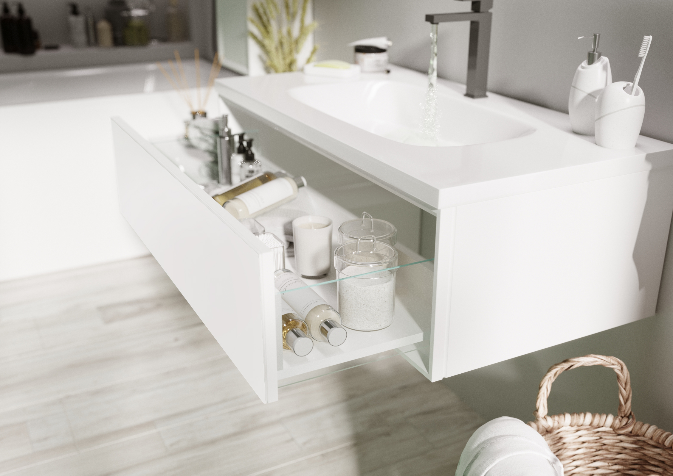 У72787 Тумба Milacco 100П 1в.я. Pure White (верх) 1 Marka 