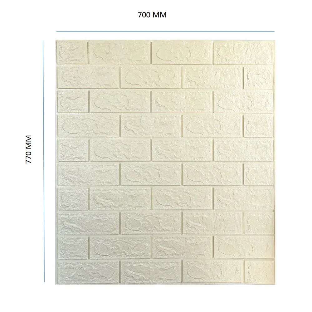 85251007 Листовая панель ПВХ самоклеящаяся мягкая 3D кирпич слоновая кость 770x700x4 мм 0.539 м² STLM-0060431 DEKOR PANEL  - Вид №3