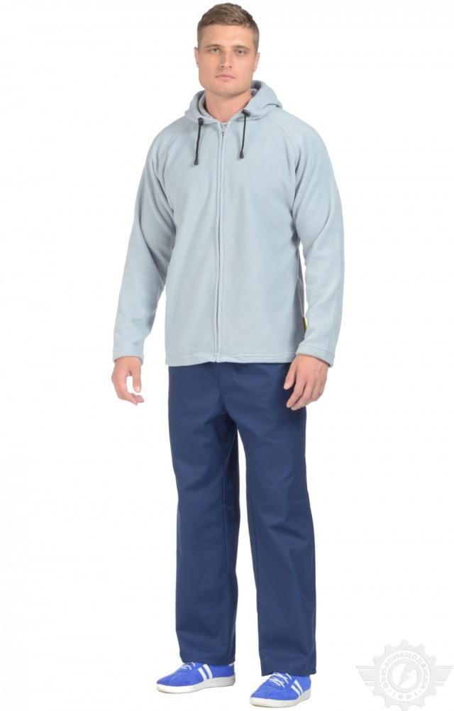 61315 Толстовка флисовая с капюшоном светло-серая  Одежда для промоакций  размер 60-62/170-176 Спецодежда  - Вид №4