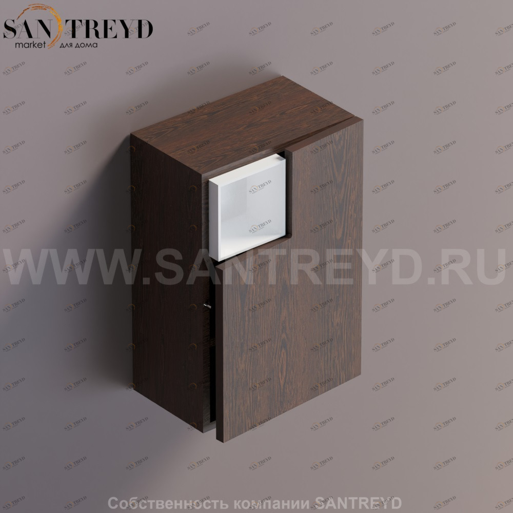 FLAT V Подвесной шкаф с мыльницей с петлями справа. Отделка: коричневый дуб. AFXMO237042RURU Agape