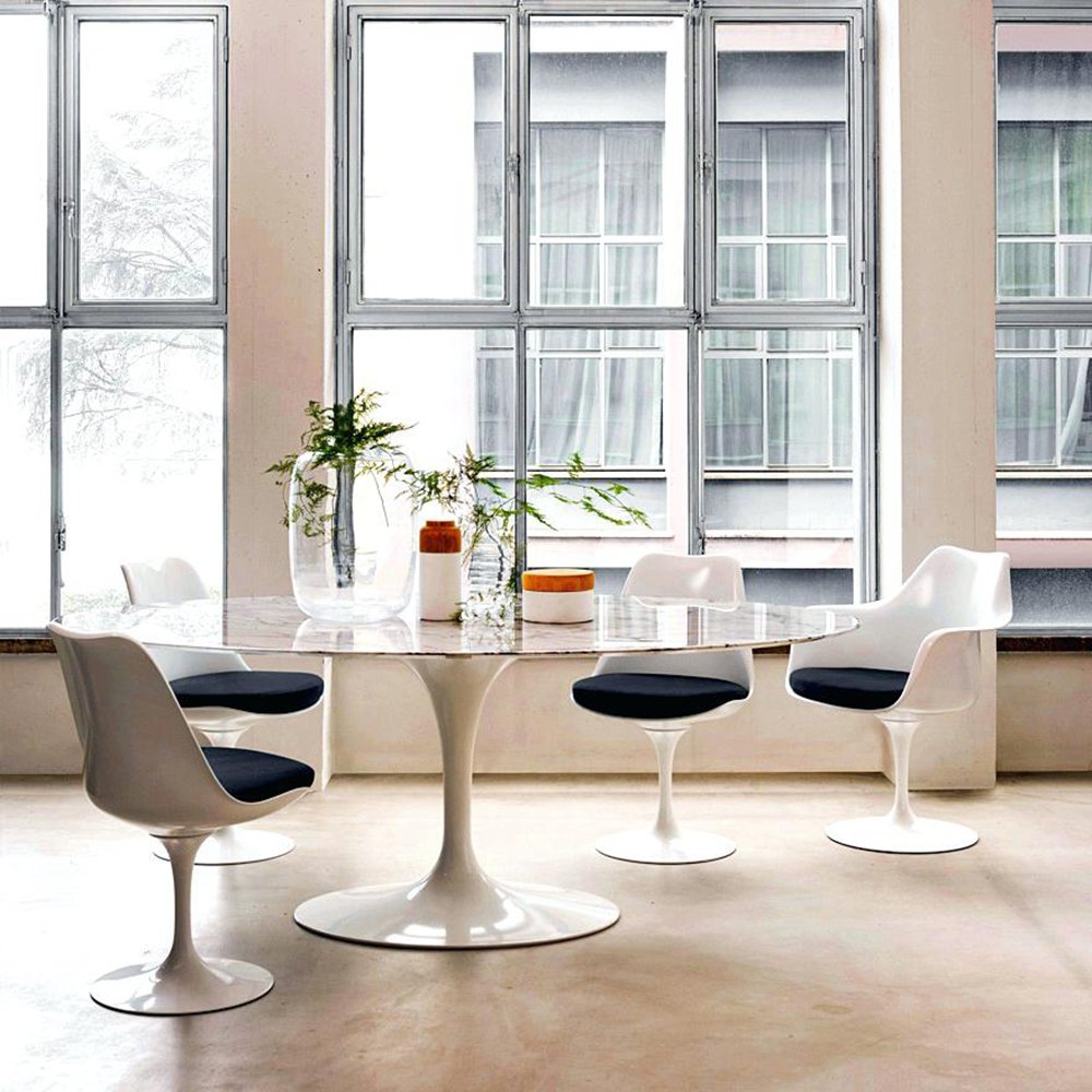 Стул пластиковый белый с черной подушкой Eero Saarinen Style Tulip Chair SOHO DESIGN ДИЗАЙНЕРСКИЕ, TULIP 131549 Черный  - Вид №3