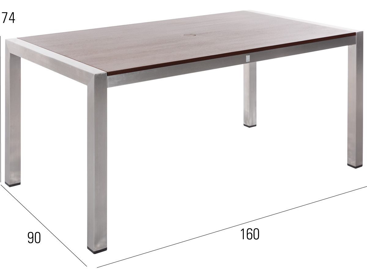 60.00.0353 Стол Кеннеди из нержавеющей стали / серый камень с отверстием для сетки 160 x 90 Mbm  - Вид №2