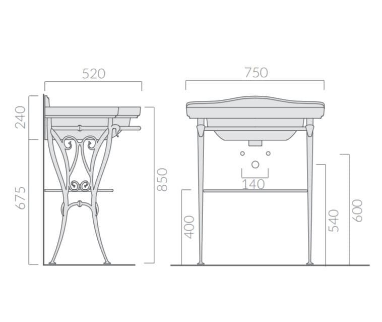 Алюминиевая консоль для умывальника Galassia ETHOS ARCH-00150295 - Вид №1