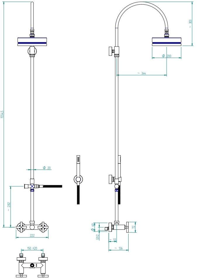 ZAZZERI Настенная душевая стойка с душевой лейкой Da-da sun-id-1419567 - Вид №4