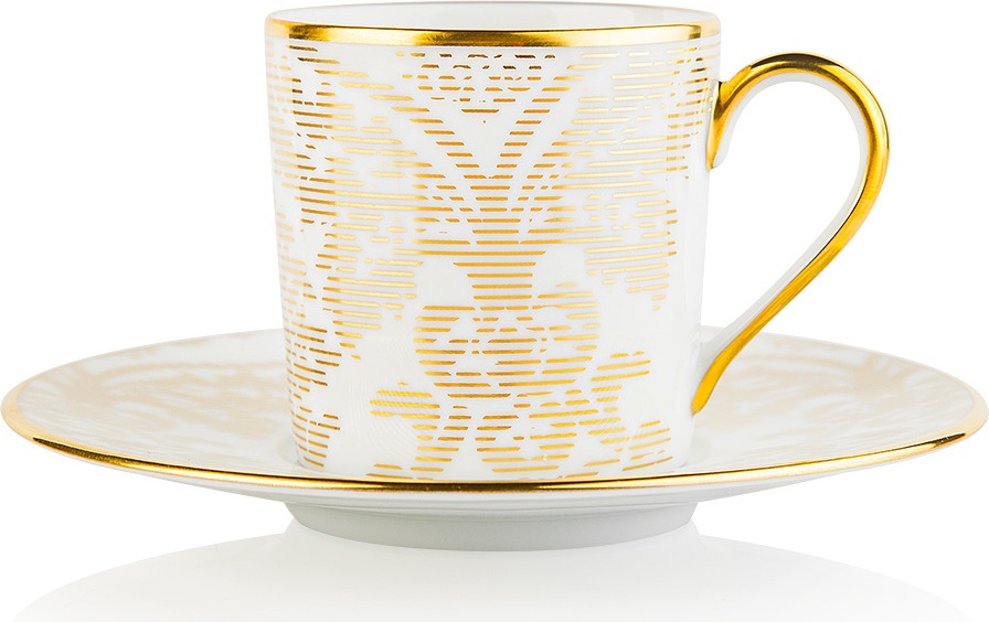 10626593 Haviland Чашка кофейная с блюдцем 150мл "Дамасский узор" (золотая) Фарфор 