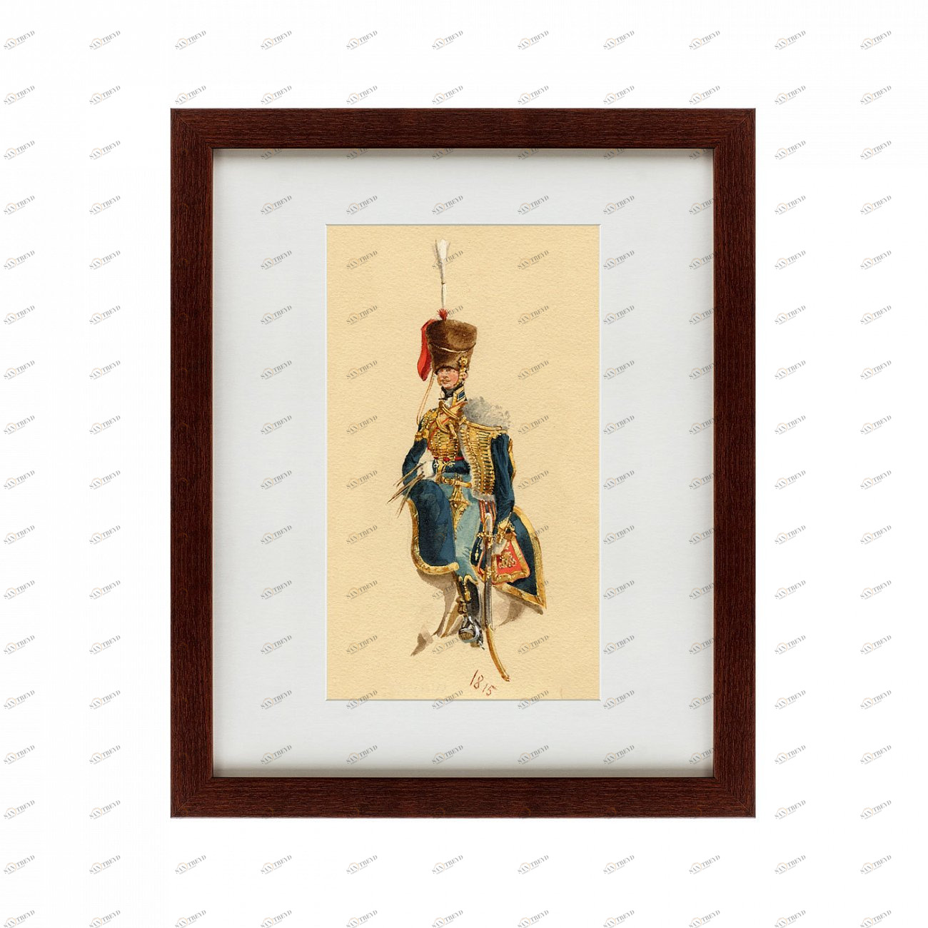 Картина в раме 52х42 см 7th Queen's Own Hussars 1815 КАРТИНЫ В КВАРТИРУ  135628 Бежевый;коричневый 