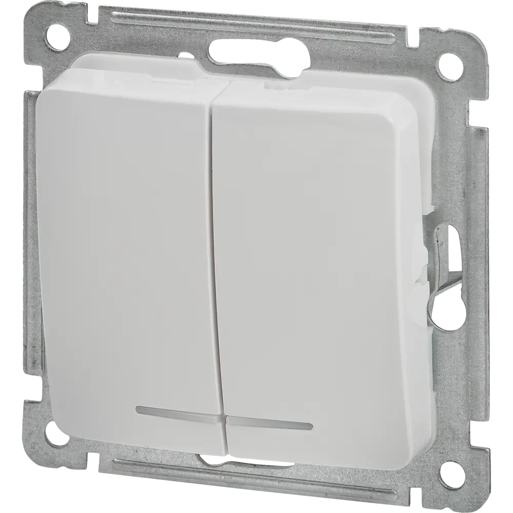 Выключатель встраиваемый Hegel Мастер 2 клавиши с индикатором цвет белый STLM-2057496 - Вид №1