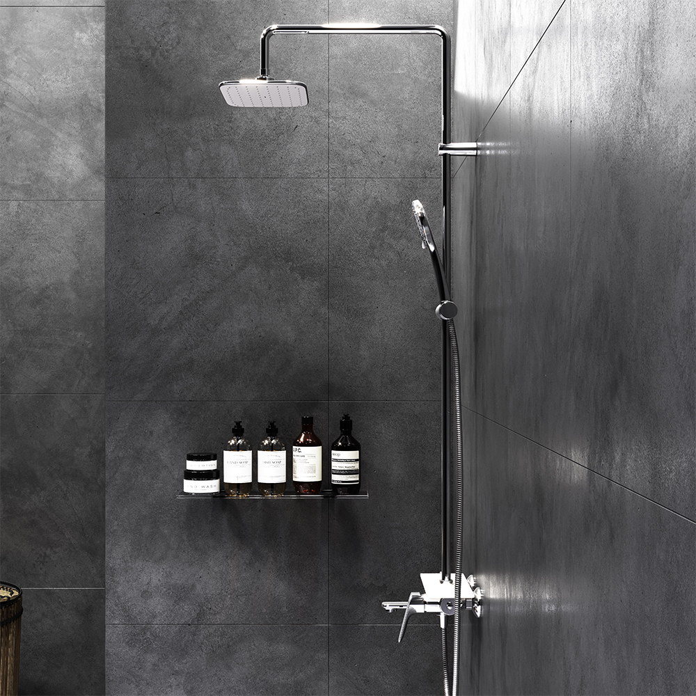 977720000 душ. система со смесителем-полкой: верх. душ 260*190 ручн. душ 120 5 режимов Damixa Origin Bit  - Вид №3