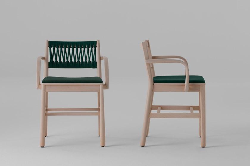 TrabA' Стул из бука с подлокотниками и встроенной подушкой Julie 0025-in-imb-ar - Вид №2