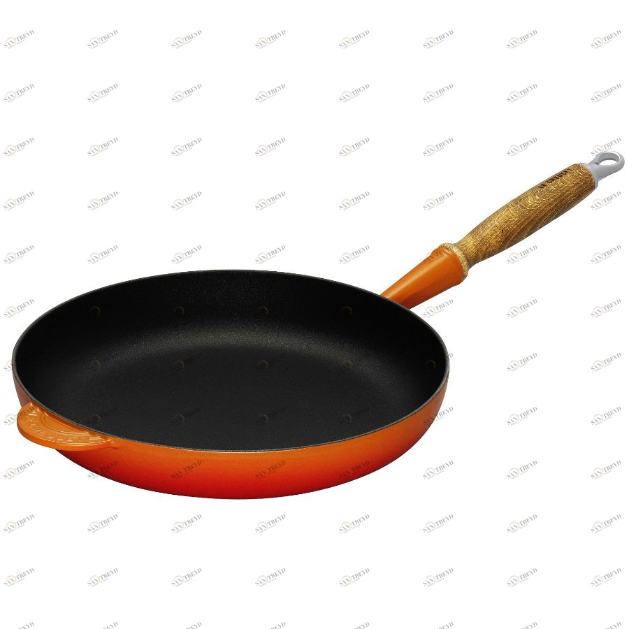 Сковорода чугунная Le Creuset с деревянной ручкой, Ø28 см, оранжевая 20058280900460