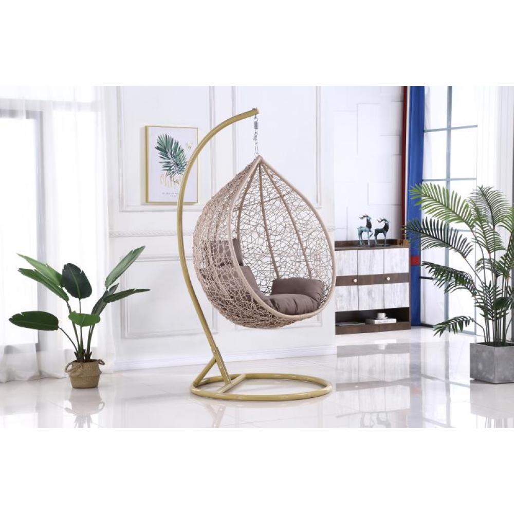 Подвесное кресло искусственный ротанг бежевое 100х67 см AFINA  00-3860523 Бежевый  - Вид №1