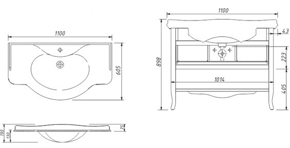Мебель для ванной CEZARES LAURA 110 Bianco Laccato Lucido - Вид №3