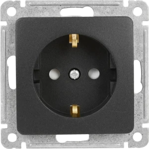 Розетка встраиваемая Hegel Мастер с заземлением со шторками цвет черный