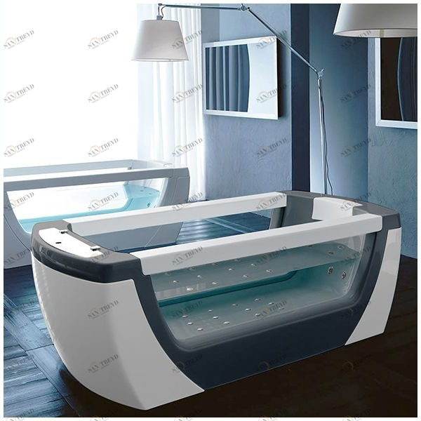 Ванна Gruppo treesse Vision MTS-V1389-SE серая термальная ванна с гидромассажем и аэромассажем стеклянная прозрачная серая MTSV1389SE