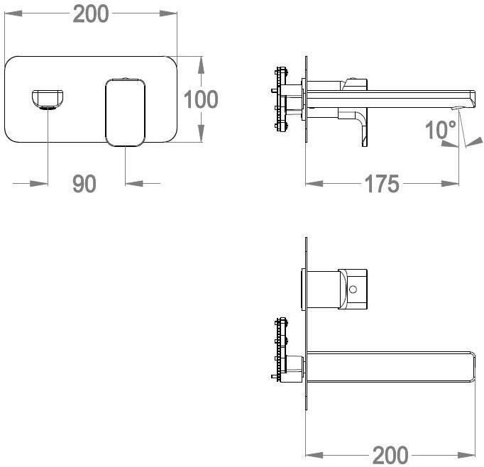 Fir Italia Смеситель для раковины, настенный, однорычажный, на 2 отверстия Daily 44 4410108 - Вид №3