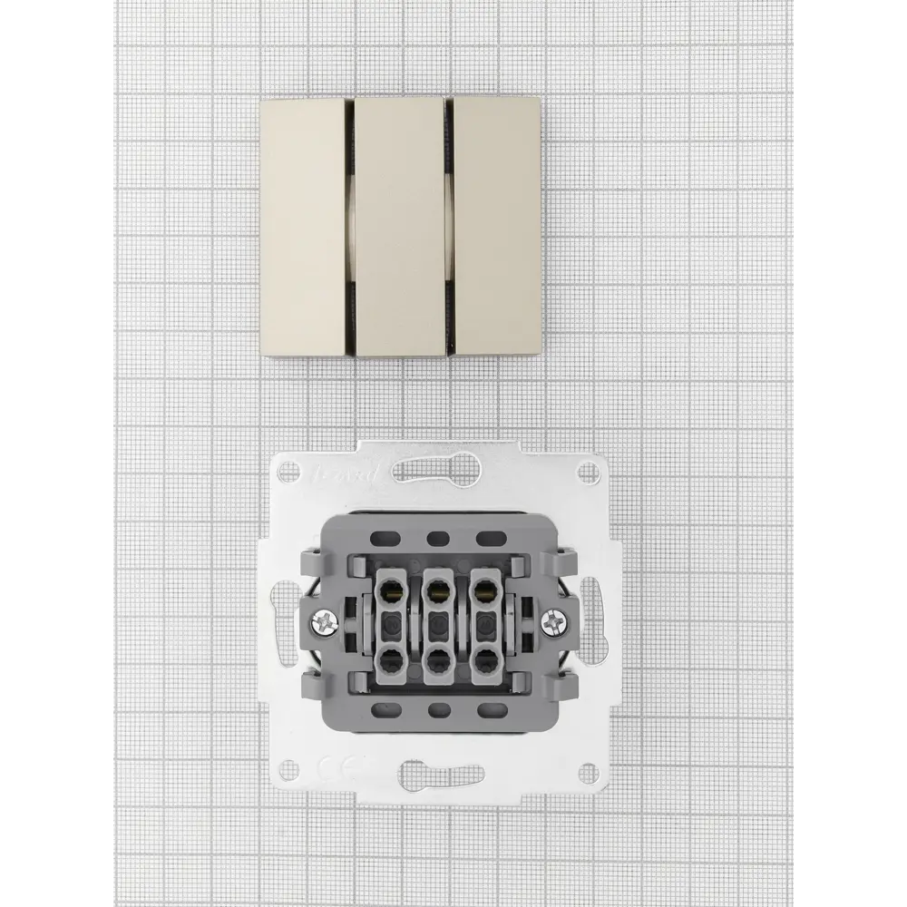 Выключатель Lezard Vesna трехклавишный встраиваемый, цвет титан 87103841 STLM-1578304 - Вид №4