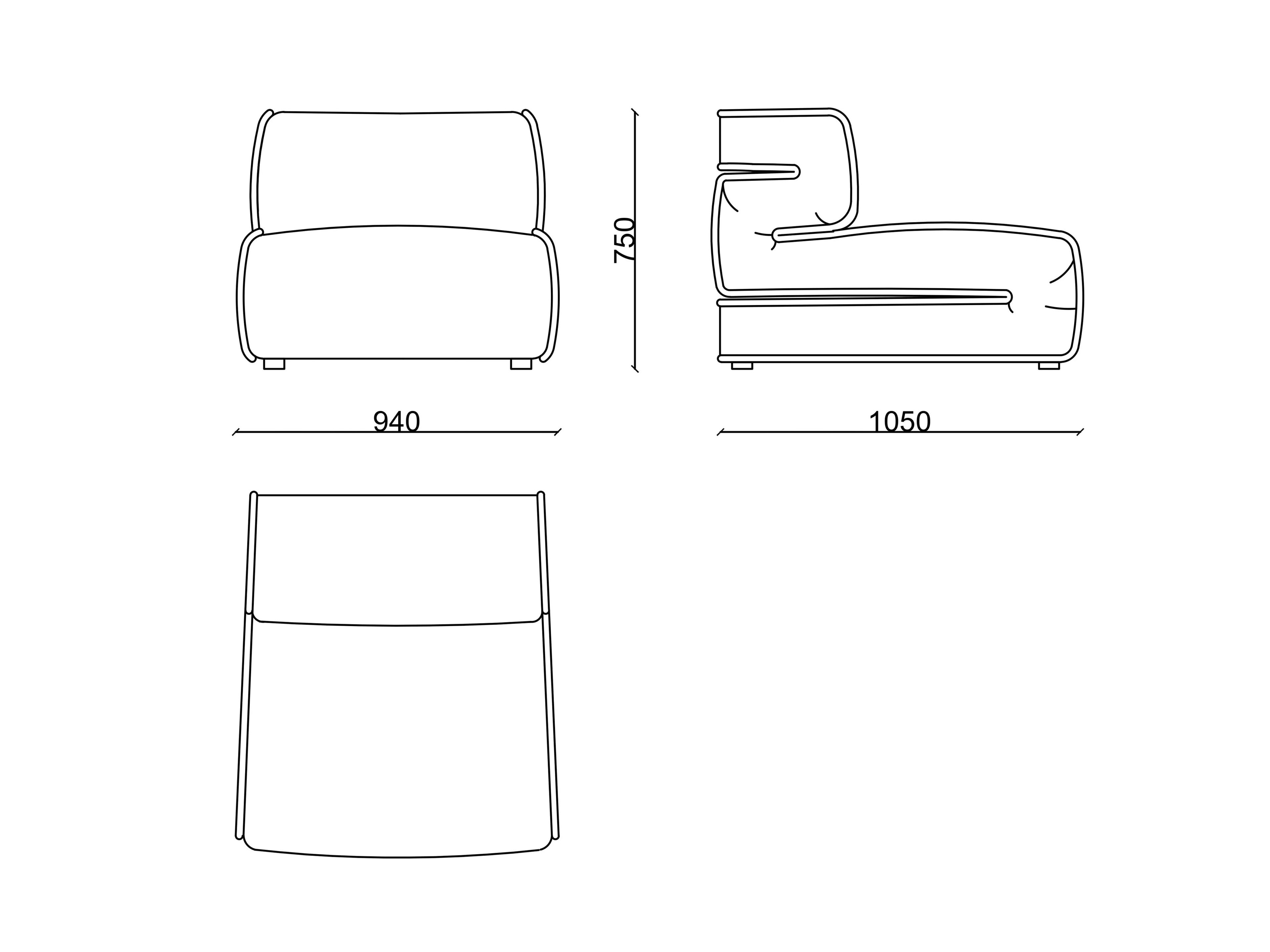 Тканевое кресло без подлокотников RIVATELIER ROAD ARCH-00060270 - Вид №4